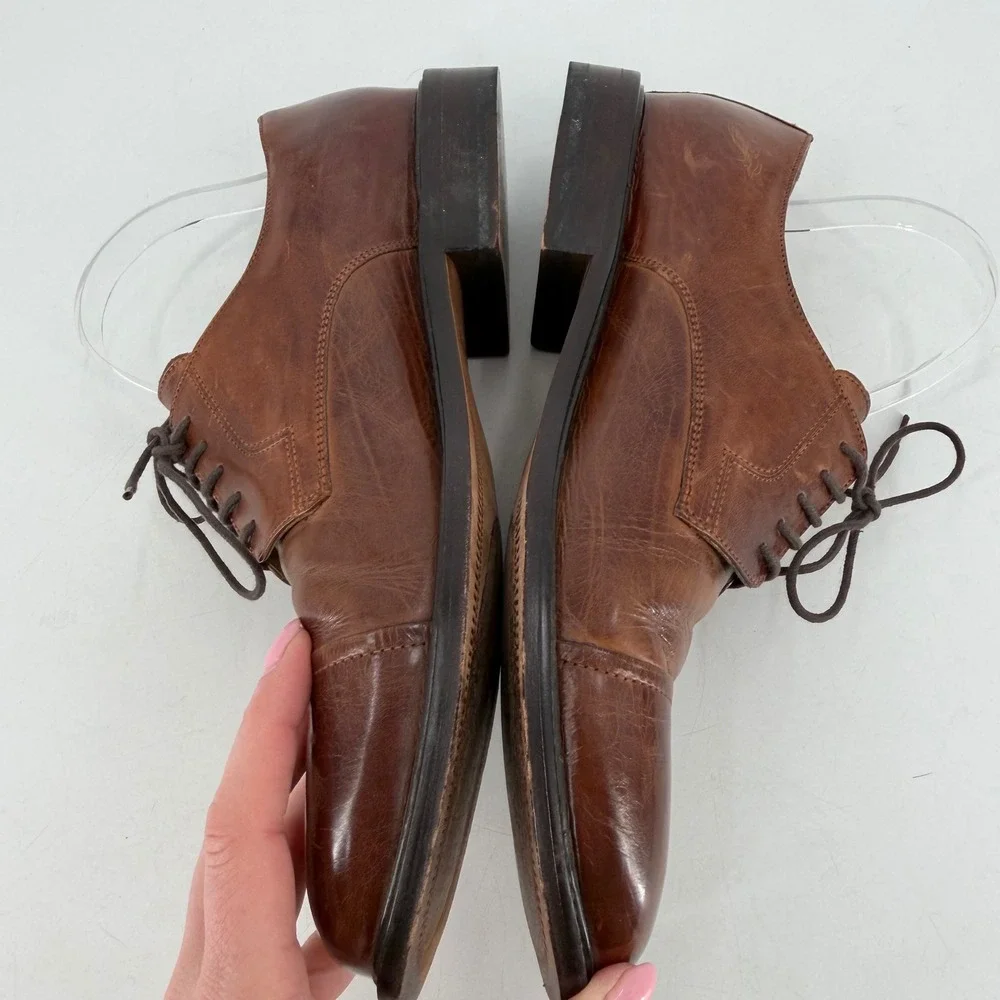 J. Murphy Johnston & Murphy Cap Toe Derby Mens 9.5‎ Brown Leather Classic Office